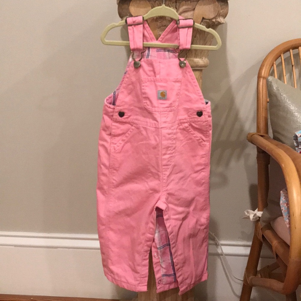 Like New pink Carhartt overalls. 12m